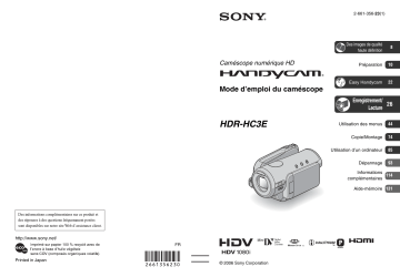 HDR HC3E | Sony HDR-HC3E Mode d'emploi | Fixfr