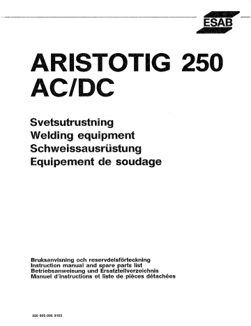 DTM 250 | ESAB AristoTIG 250 AC/DC Manuel utilisateur | Fixfr