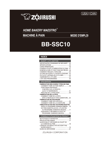 Manuel du propriétaire | Zojirushi BB-SSC10 Manuel utilisateur | Fixfr
