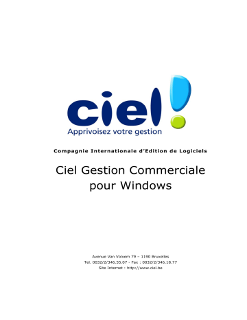 Manuel du propriétaire | Ciel GESTION COMMERCIALE 11 Manuel utilisateur | Fixfr