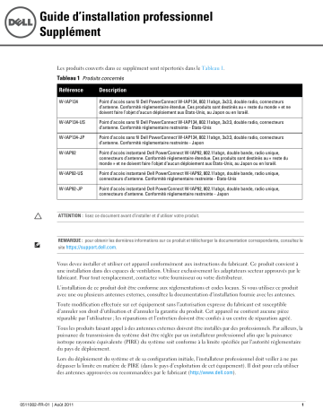 Dell W-AP92/93 Manuel utilisateur | Fixfr