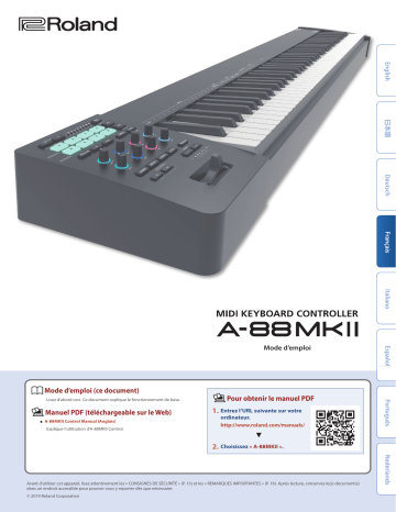 Roland A-88MKII MIDI键盘控制器 Manuel du propriétaire | Fixfr