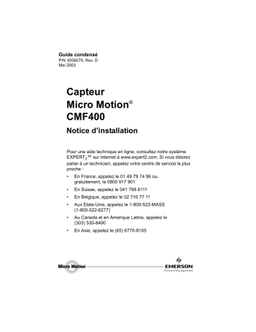 Guide de référence | Micro Motion Capteur CMF400 Manuel utilisateur | Fixfr