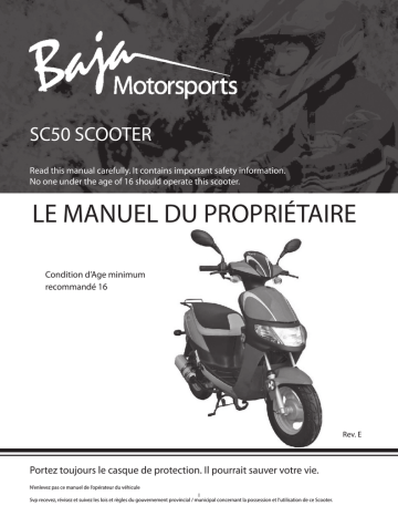 SC50P | Baja motorsports SC50 Scooter Manuel du propriétaire | Fixfr