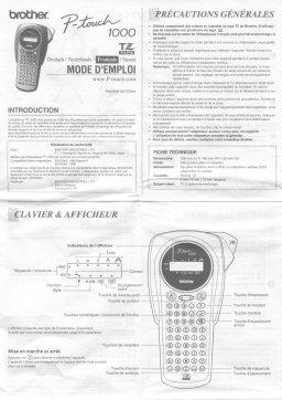 Brother P-TOUCH 1000 Manuel utilisateur