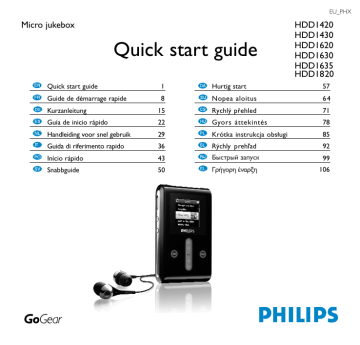 HDD1620 | HDD1820 | HDD1420 | HDD1630 | HDD1635 | HDD1620/00 | HDD1420/00 | Guide de démarrage rapide | Philips HDD1430 Manuel utilisateur | Fixfr