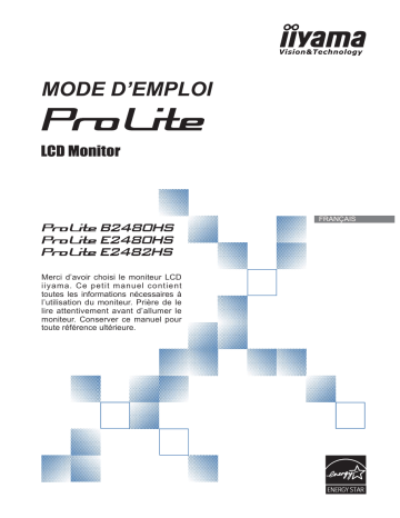 Manuel du propriétaire | iiyama E2482HS-GB1 Manuel utilisateur | Fixfr