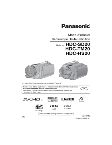 HDC HS20 | HDC TM20 | Panasonic HDC SD20 Mode d'emploi | Fixfr