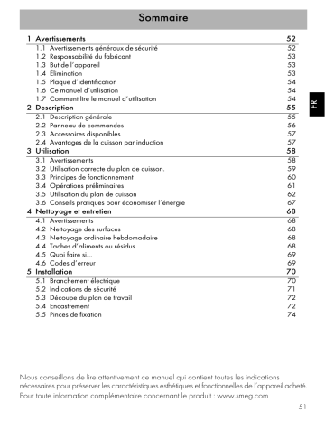 Manuel du propriétaire | Smeg SI5952B Manuel utilisateur | Fixfr