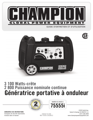 Champion Power Equipment 75555 Manuel utilisateur | Fixfr