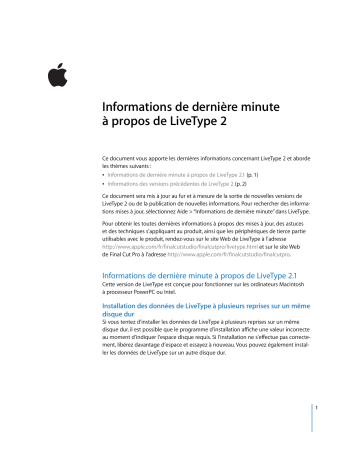 Manuel du propriétaire | Apple LIVETYPE 2 Manuel utilisateur | Fixfr