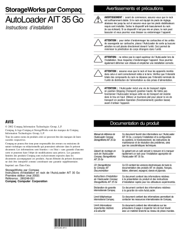 Manuel du propriétaire | HP STORAGEWORKS AIT 35 TAPE AUTOLOADER Manuel utilisateur | Fixfr