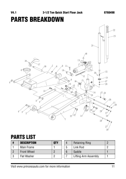 Power Fist 8760498 3-1/2 Ton Quick-Start Floor Jack Manuel utilisateur