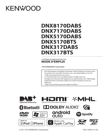 DNX 5170 DABS | DNX 317 BTS | DNX 7170 DABS | DNX 5170 BTS | DNX 8170 DABS | Kenwood DNX 317 DABS Mode d'emploi | Fixfr