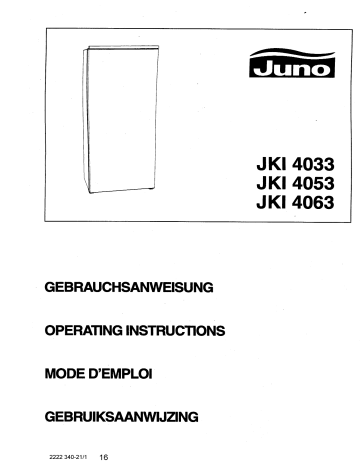 Manuel du propriétaire | Juno JKI4053 Manuel utilisateur | Fixfr