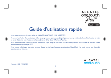 i220 | 1220 | i221 | 1221 | Mode d'emploi | Alcatel PIXI 8 Manuel utilisateur | Fixfr