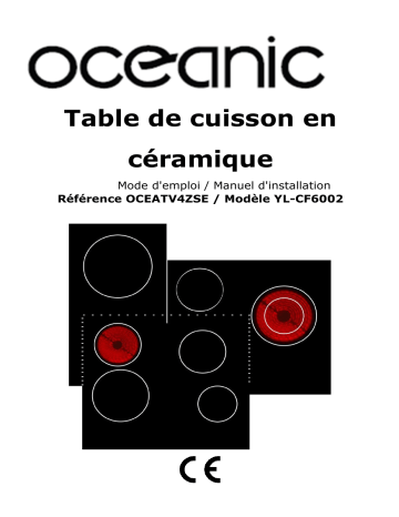 Manuel du propriétaire | Oceanic OCEATV4ZSE Table de cuisson Manuel utilisateur | Fixfr