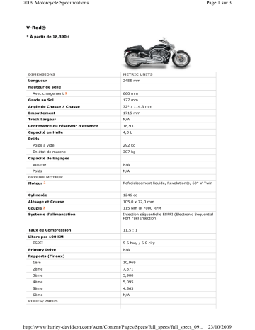 Manuel du propriétaire | HARLEY-DAVIDSON V-ROD Manuel utilisateur | Fixfr