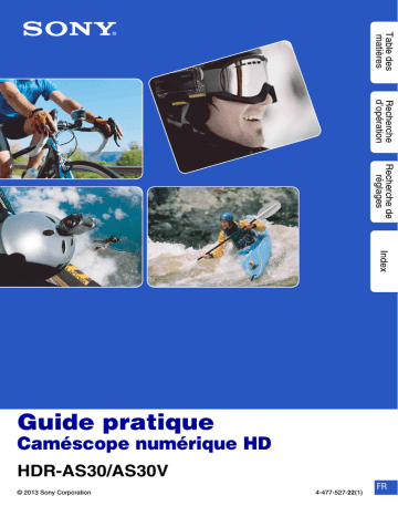 HDR AS30V | HDR AS30 | Mode d'emploi | Sony HDR-AS30V Manuel utilisateur | Fixfr