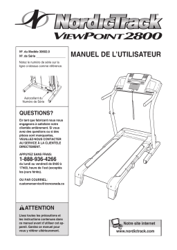 NordicTrack Viewpoint 2800 Treadmill Manuel utilisateur