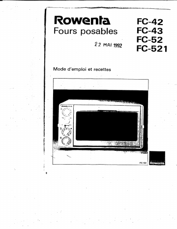 Manuel du propriétaire | Rowenta FC 521 Manuel utilisateur | Fixfr