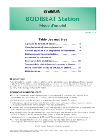 Manuel du propriétaire | Yamaha BODIBEAT STATION Manuel utilisateur | Fixfr