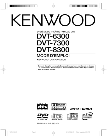 Manuel du propriétaire | Kenwood DVT-6300 Manuel utilisateur | Fixfr