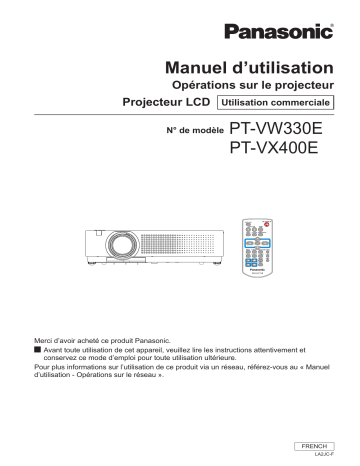 Manuel du propriétaire | Panasonic PT-VW330E Manuel utilisateur | Fixfr