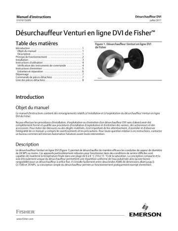 Fisher Désurchauffeur Venturi en ligne DVI de ( DVI Desuperheater Venturi Inline) Manuel du propriétaire | Fixfr