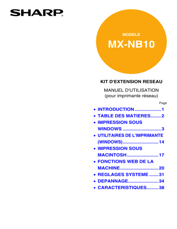 Manuel du propriétaire | Sharp MX-NB10 Manuel utilisateur | Fixfr