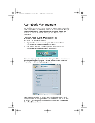 Manuel du propriétaire | Acer ELOCK MANAGEMENT Manuel utilisateur | Fixfr