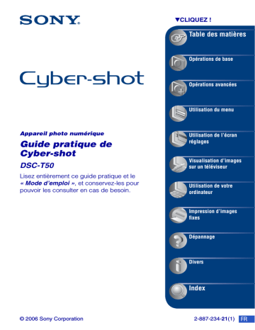 Cyber-Shot DSC T50 | Mode d'emploi | Sony DSC-T50 Manuel utilisateur | Fixfr