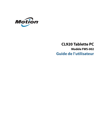 CL920 Windows 7 | Manuel du propriétaire | Motion Computing CL920 Manuel utilisateur | Fixfr
