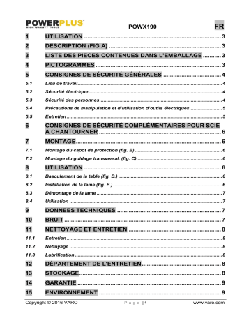 Manuel du propriétaire | Powerplus POWX190 Manuel utilisateur | Fixfr