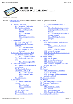 Archos 101 Manuel utilisateur