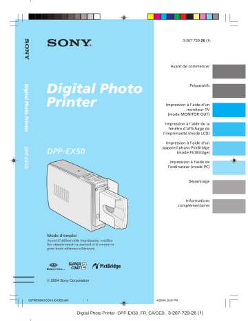 Manuel du propriétaire | Sony DPP-EX50 Manuel utilisateur | Fixfr