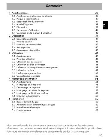 Manuel du propriétaire | Smeg B9GMANL Manuel utilisateur | Fixfr