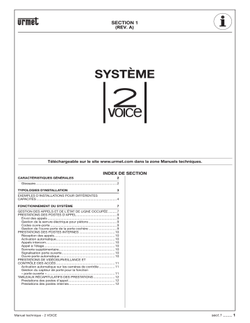 urmet domus MT124-030 F - Système 2VOICE Manuel utilisateur | Fixfr