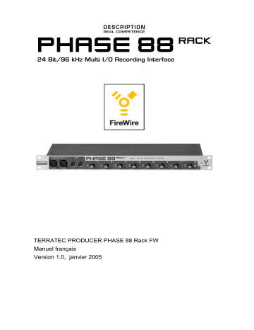 Manuel du propriétaire | Terratec PHASE88Rack FW Manual Manuel utilisateur | Fixfr