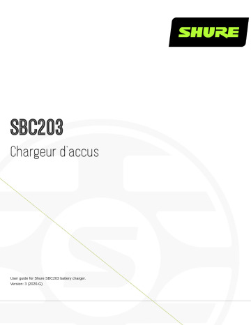Shure SBC203 Battery Charger Mode d'emploi | Fixfr