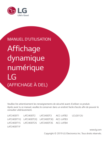 LG LAT240DT1 Manuel du propriétaire | Fixfr