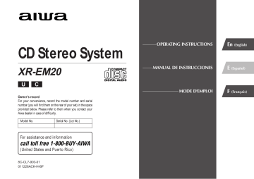 Manuel du propriétaire | Aiwa XR-EM20 Manuel utilisateur | Fixfr