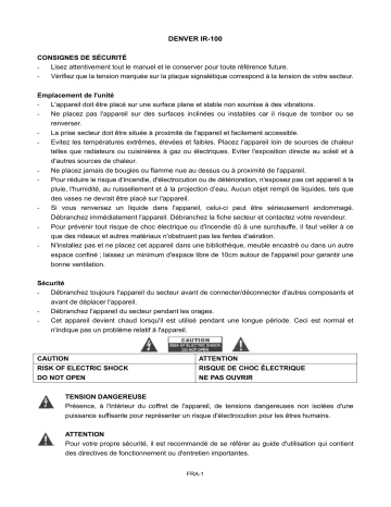 Manuel du propriétaire | Denver IR-100 Manuel utilisateur | Fixfr