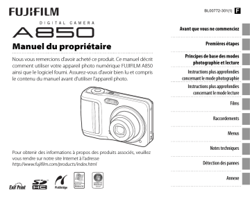 Fujifilm A850 Manuel utilisateur | Fixfr