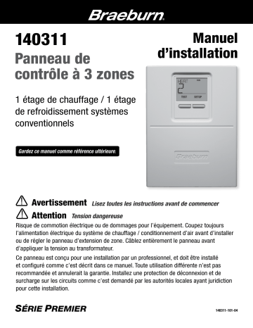 Braeburn 140311 Premier 3-Zone Control Panel Manuel utilisateur | Fixfr