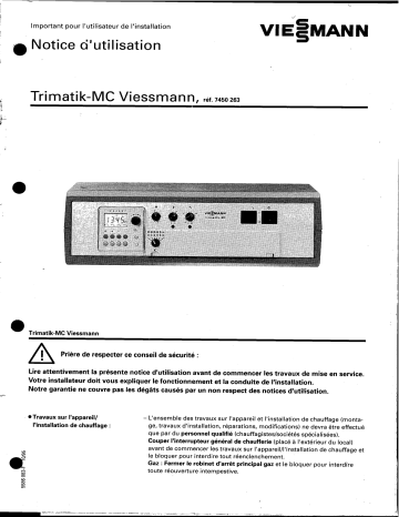 Manuel du propriétaire | Viessmann TRIMATIK MC 7410 065A Manuel utilisateur | Fixfr