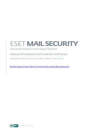 ESET Mail Security for Exchange Server Mode d'emploi | Fixfr