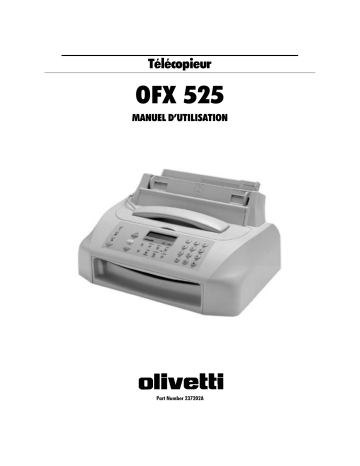 Manuel du propriétaire | Olivetti OFX 525 Manuel utilisateur | Fixfr
