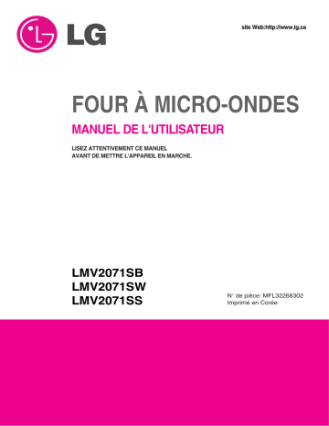 LMV2071SW | MV-2045AQSL | LMV2071SB | LMV2071SS | LG MV-2045AQS Manuel du propriétaire | Fixfr