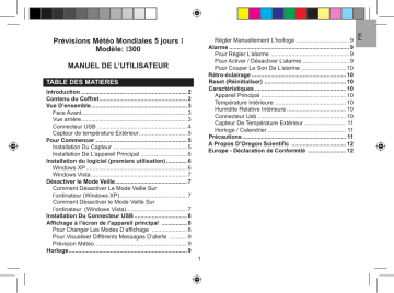 Manuel du propriétaire | Oregon Scientific I300 Manuel utilisateur | Fixfr